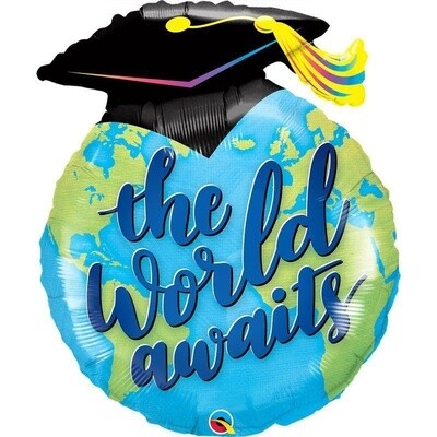 Foil Balloons - The World Awaits - Grad - 36&quot;