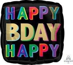 Foil Balloon - Rainbow HBD - 17&quot;