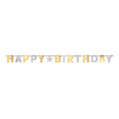 Birthday Accessories Silver &amp; Gold Jointed Letter Banner