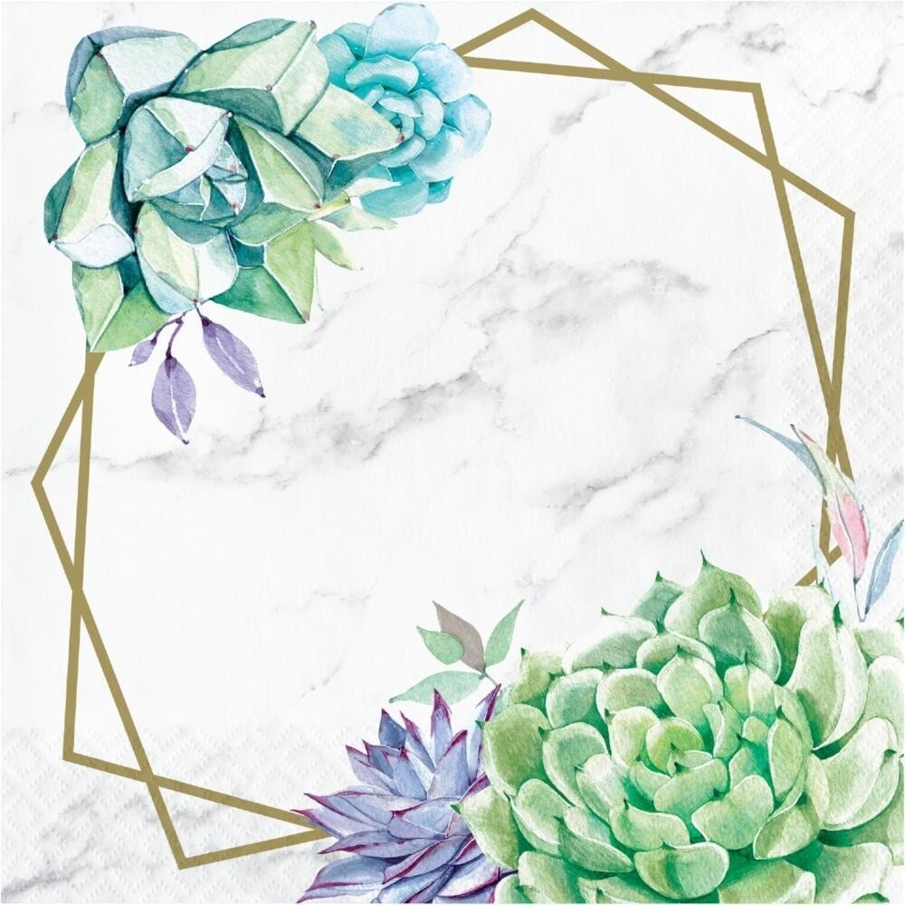 Napkins - Geometric Succulents - 16 pk