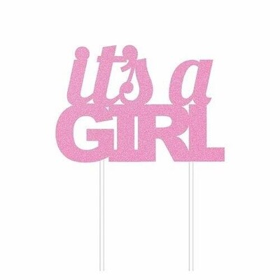 Cake Topper - It&#39;s A Boy - Glitter - Pink - 1pc