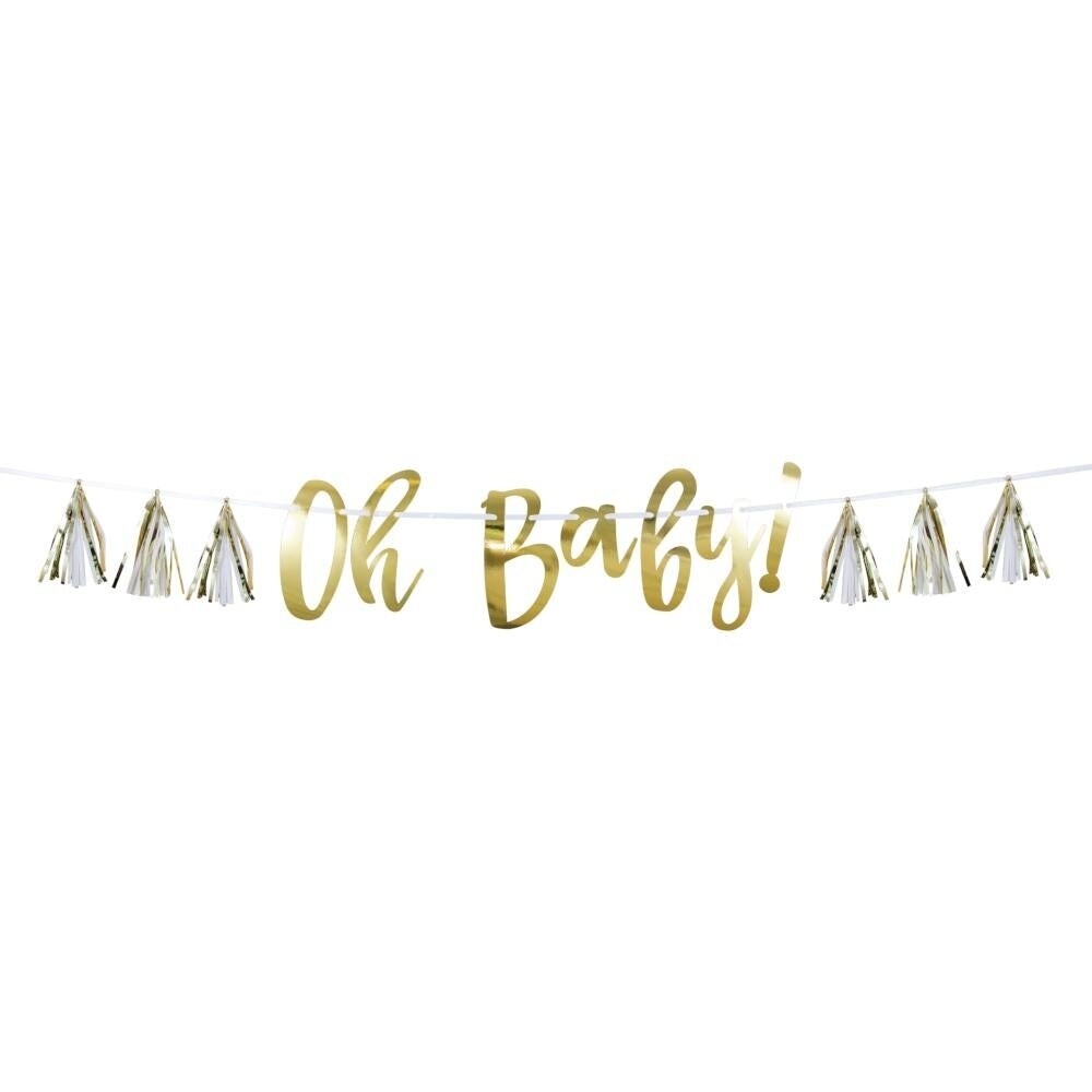Banner - OH BABY - Gold With Tassel - 7&quot;X5FT