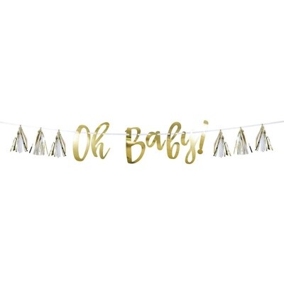Banner - OH BABY - Gold With Tassel - 7&quot;X5FT