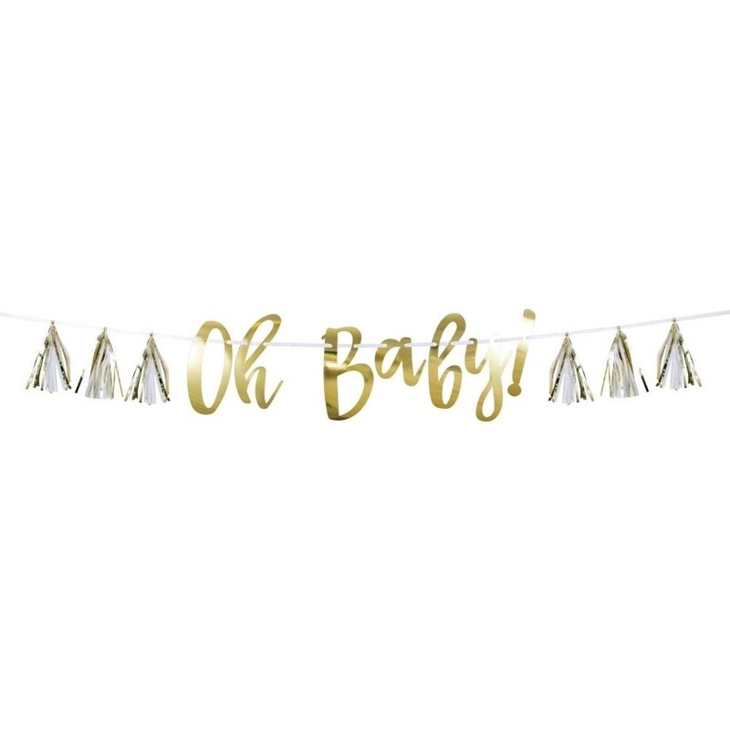 Banner - OH BABY - Gold With Tassel - 7&quot;X5FT