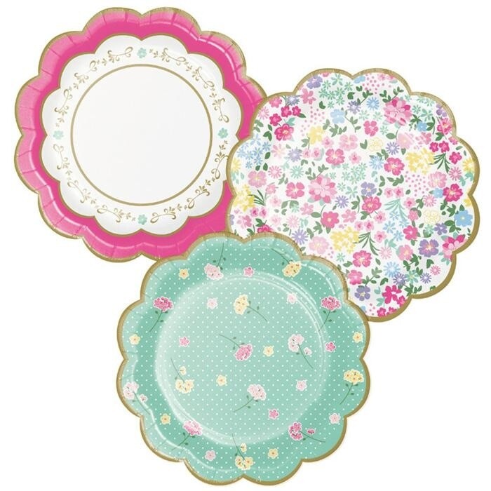 Plates - BV - Floral Tea Party - 7&quot; - 8pkg