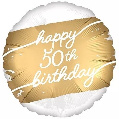Foil Balloon - Golden Age - 50th Birthday - 18&quot;