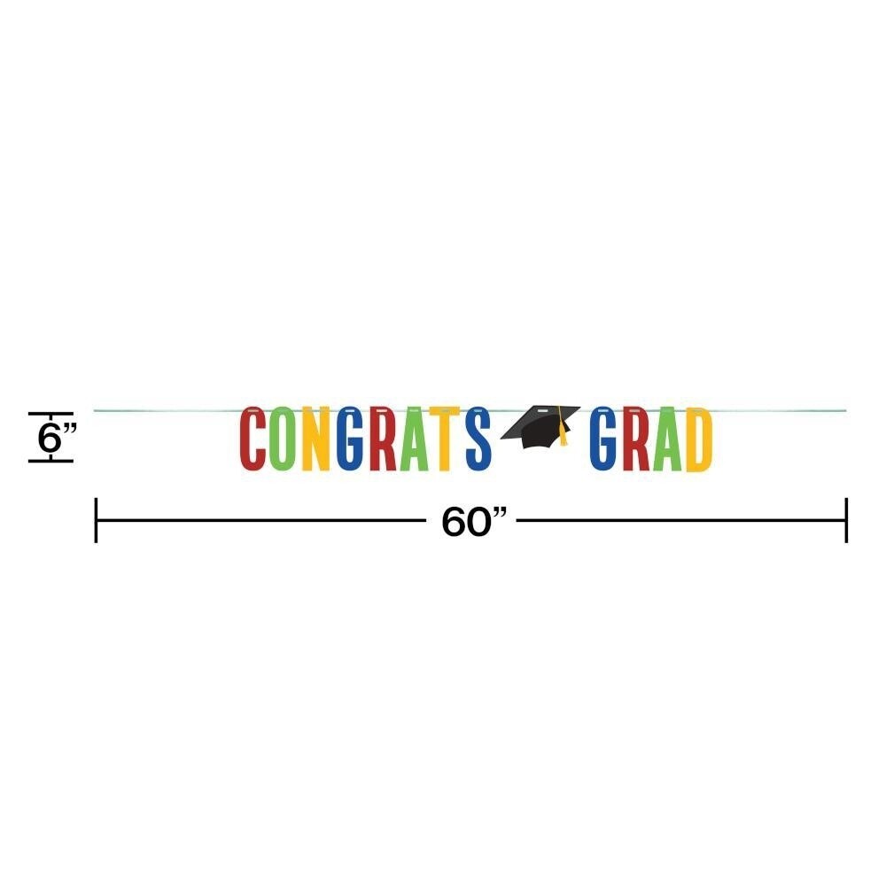 Banner - Colorful Grad - Congrats Grad - ( 8ftX6&quot;)