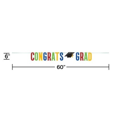 Banner - Colorful Grad - Congrats Grad - ( 8ftX6")