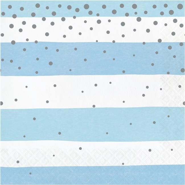 Napkins - LN - Blue Silver Celebration - 16pkg - 2ply