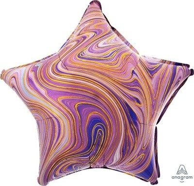 Foil Balloon - Purple Marble Star - 18&#39;