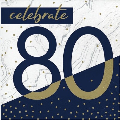 Napkins - LN - Navy &amp;  Gold Milestone 80 - 16PK