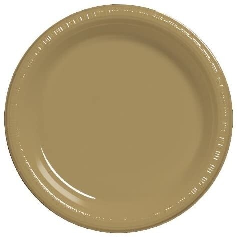 Plastic Plates 20pc-Glittering Gold-10.25in