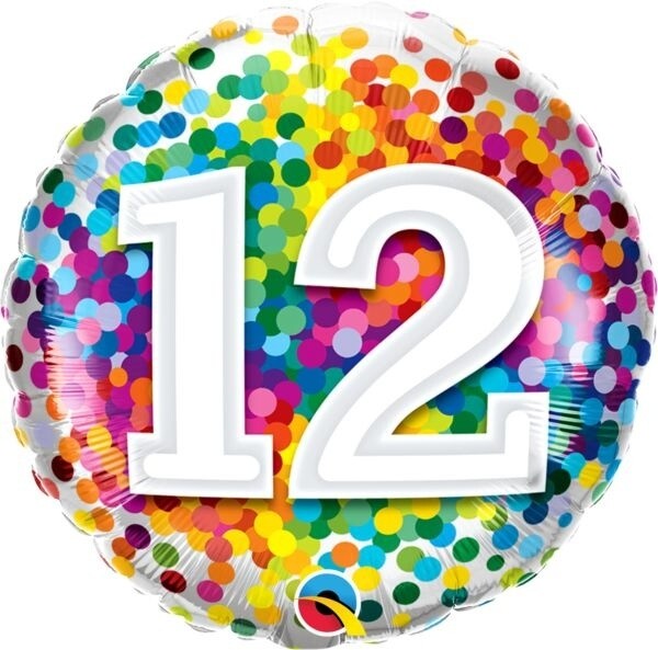 Foil Balloon - &quot;12&quot; Rainbow Confetti - 18&#39;&#39;