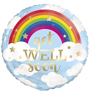 Foil Balloon - Rainbow Get Well Soon - 18&quot;
