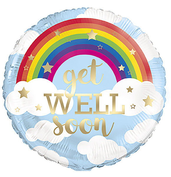 Foil Balloon - Rainbow Get Well Soon - 18&quot;