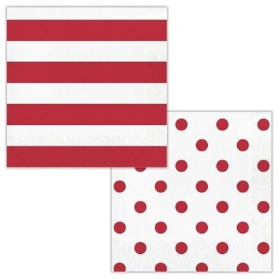 Napkins - LN - Dots &amp; Stripes Classic Red - 16pkg - 2ply
