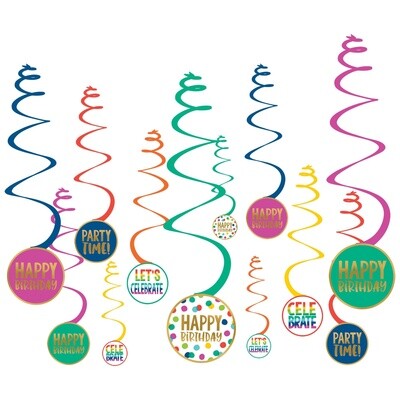 Swirl Decor-Happy Bday Dots