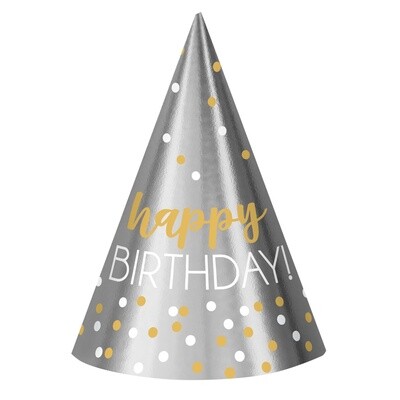 Hats - Cone - Silver Gold - 12 pcs