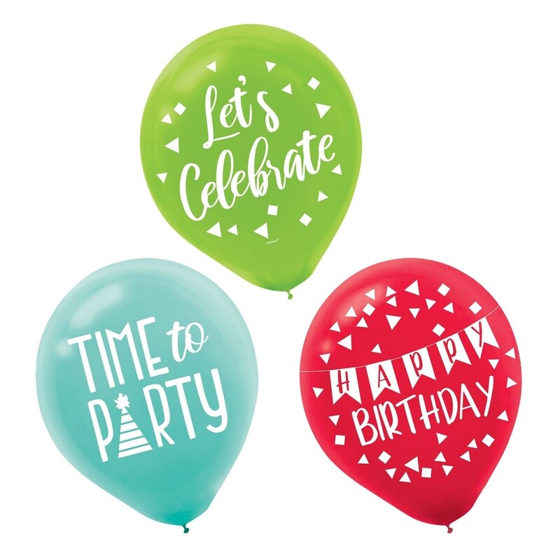 Balloons - Latex - Reason to Celebrate - 12&quot; - 15 pcs