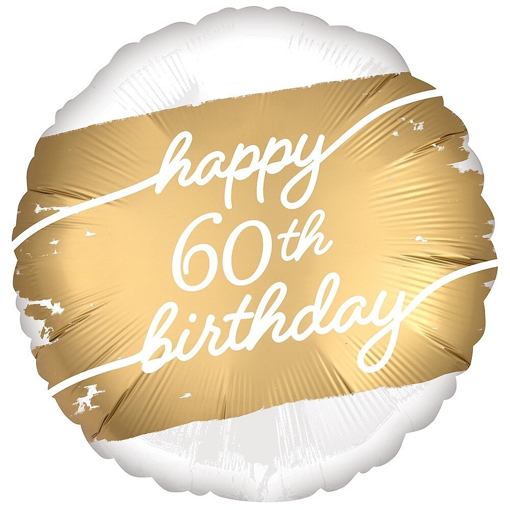 Foil Balloon - Golden Age - 60th Birthday - 18&quot;