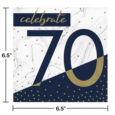 Napkins - LN - Navy &amp;  Gold Milestone 70- 16PK