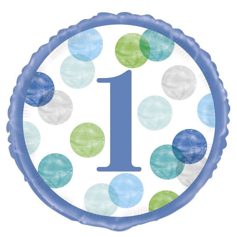 Foil Balloon - #1 - Blue Dots