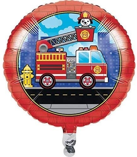 Foil Balloon - Flaming Fire Truck - 18&quot;