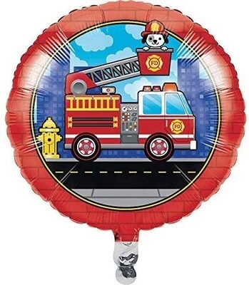 Foil Balloon - Flaming Fire Truck - 18&quot;
