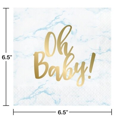 Napkins - Oh Baby - Baby Blue Marble - 2 ply - 16 pk