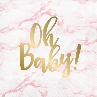 Napkins - LN - Oh Baby Pink Marble - 16pk