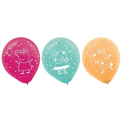 Latex Balloon - Peppa Pig - 12&quot; - 6pk