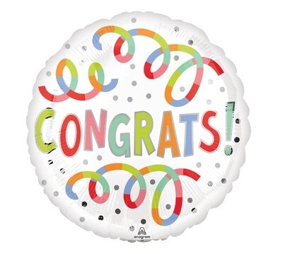 Foil Balloon - Congrats Swirls - 18&quot;