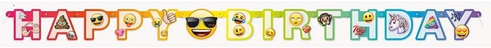 Banner - Happy Birthday  - Rainbow -  Fun Emoji - 6ft