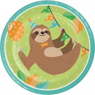 Plates - LN - Sloth Party - 9&quot; - 8pkg