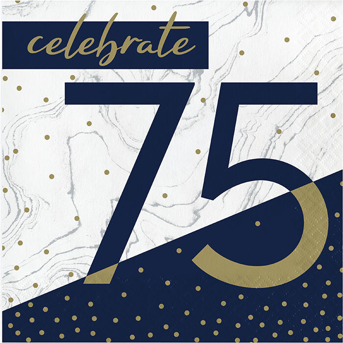 Napkins - LN - Navy &amp;  Gold Milestone 75 - 16PK