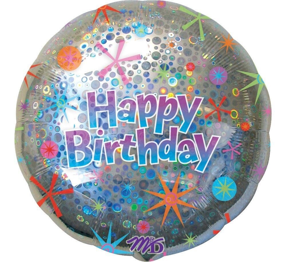 Foil Balloon - HBD Holographic - 32&quot;
