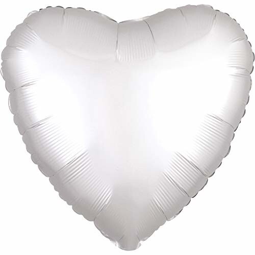 Foil Balloon - White Satin - Heart - 17&quot;