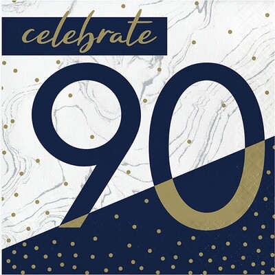 Napkins - LN - Navy &amp;  Gold Milestone 90 - 16PK