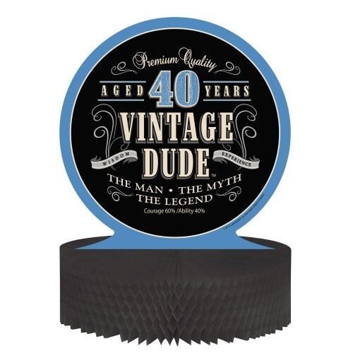 Centerpiece - Vintage Dude &#39;&#39;40&#39;&#39; - 9&#39;&#39;x11.75&#39;&#39; - 1pc