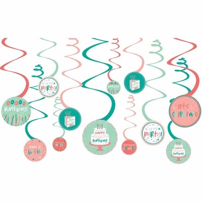 Swirls Decorations - Happy Cake Day - 12pc