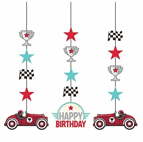 Hanging Cutouts - Vintage Race car - 3pcs