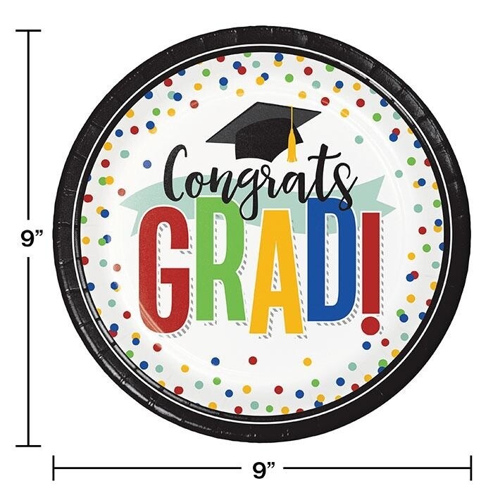 Plates - LN - Graduation - Colorful Grad  - 8pcs