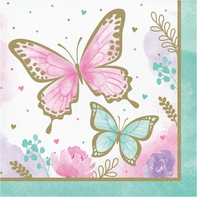 Napkins - LN - Butterfly Shimmer - 16PK - 2PLY