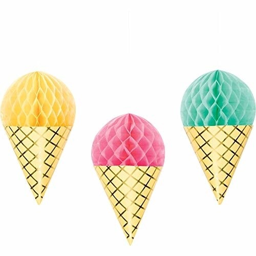 Hanging Decor - Ice Cream Party - 6.25&quot;x13&quot; - 3pcs