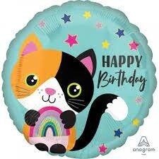 Foil Balloon - Calico Cat Bday - 18&quot;