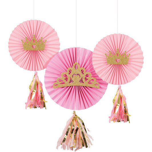 Paper Fans with Tassels - Princess - 3Pk