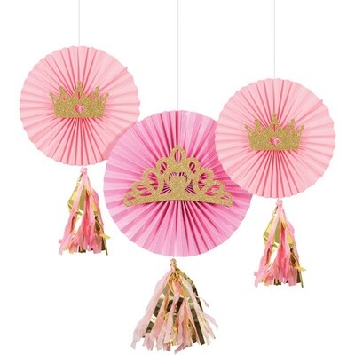 Paper Fans with Tassels - Princess - 3Pk