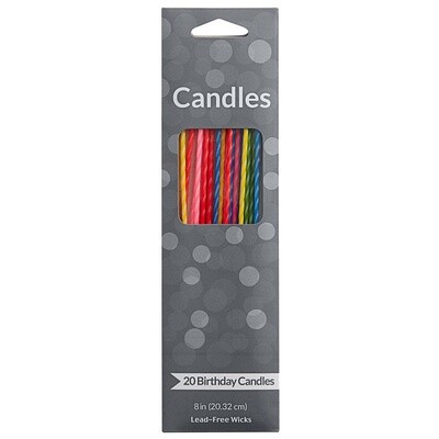 Candles - 8&quot; - 20 PCS - Two Tone Party