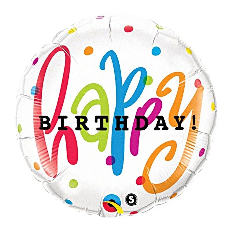 Foil Balloon - Happy Birthday Dots - 18&#39;&#39;
