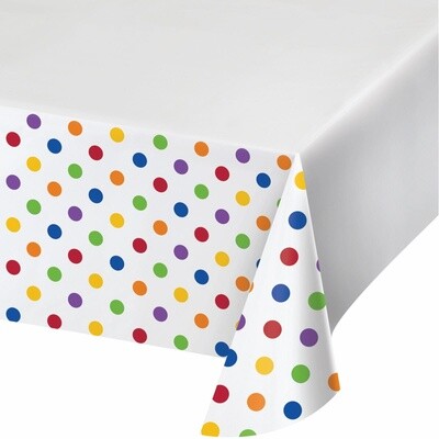Tablecover - plastic - dots &amp; Stripes - Multicolor - 54&quot;x102&quot; - 1pc